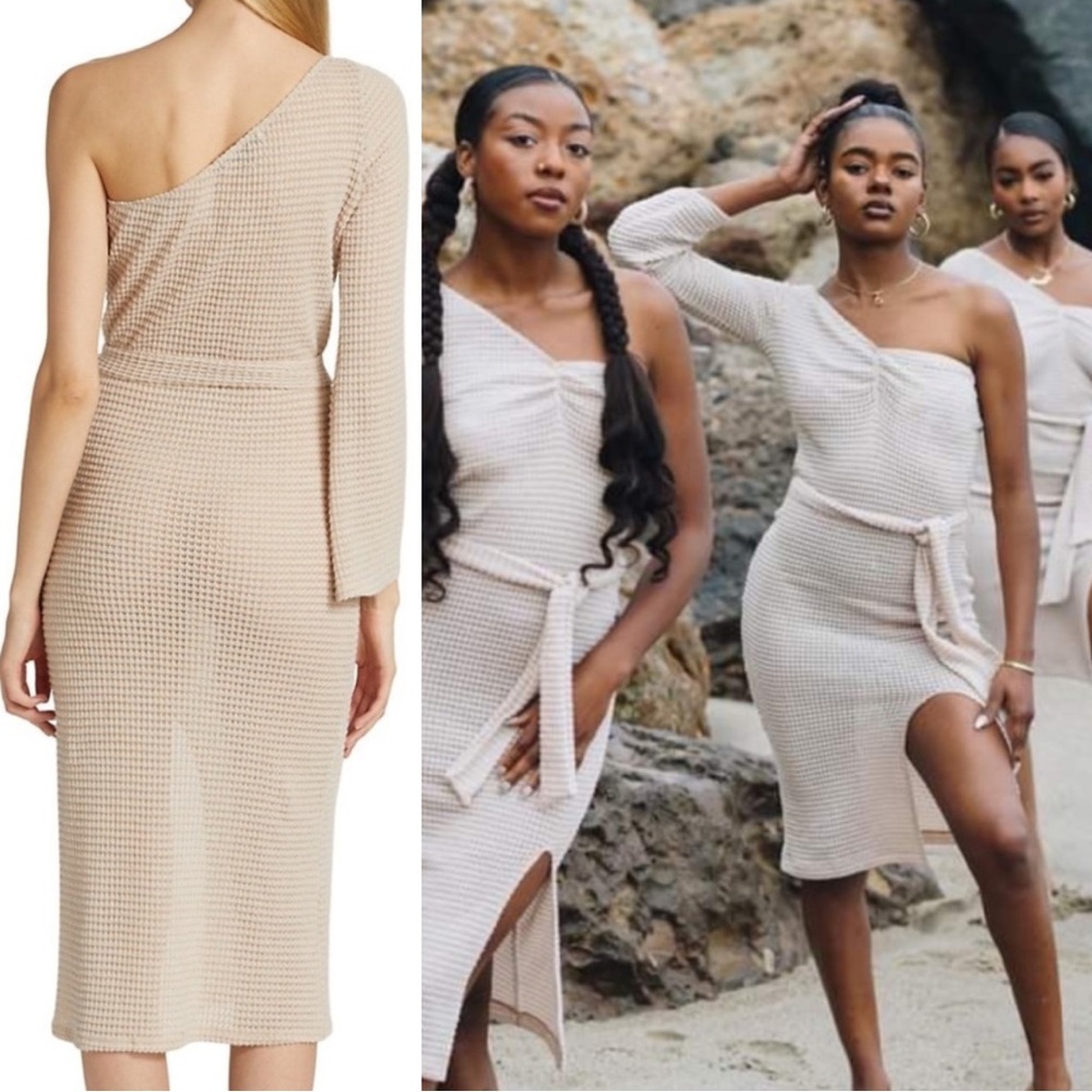 IZAYLA One-Shoulder Waffle Knit Dress
